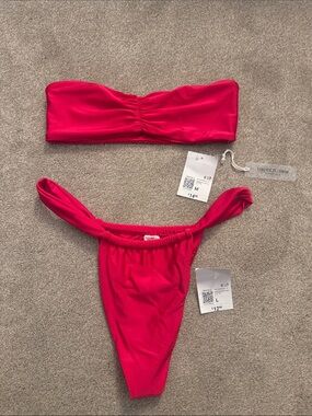 Forever 21 Bright Pink Bandeau Bikini Set